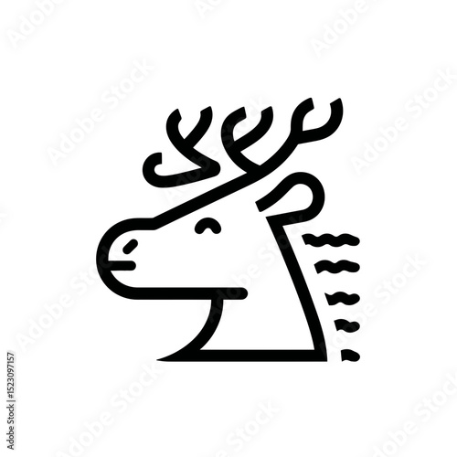 Minimal deer icon looks forward against white backdrop design
