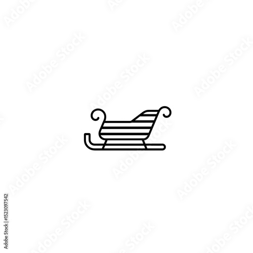 Striped sleigh slides gracefully across snow white scene minimal drawing