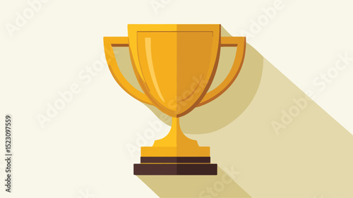 Modern Trophy Flat Design with Long Shadow for Award Recognition Illustration