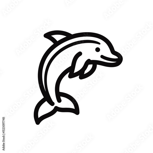 Dolphin icon jumps marine themed aquatic ocean isolated simple line