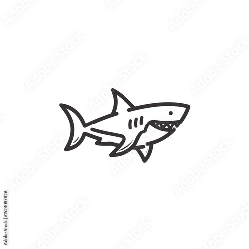 Shark outline swims ocean simplistic illustration white space