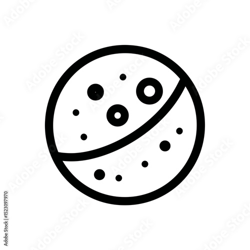 Moon icon shows craters surface line drawing space