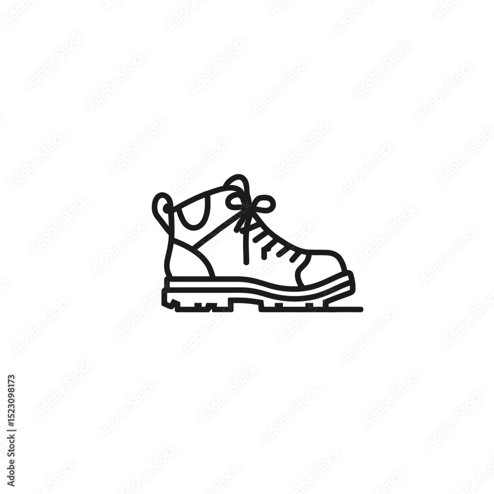 Hiking boot icon stands isolated showing footwear outline detail Hiking boot icon stands isolated showing footwear outline detail