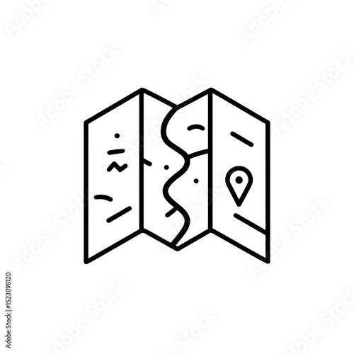 Folded map indicates location in simplified graphic design