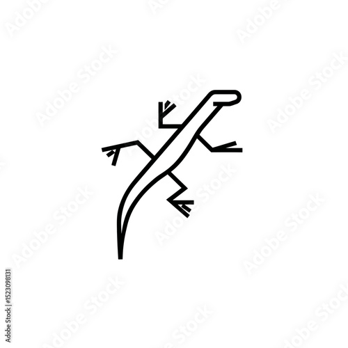 Simple lizard crawls minimalistic isolated white backdrop illustration