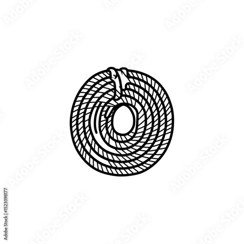 Coiled rope forms circle shape plain background minimal vector