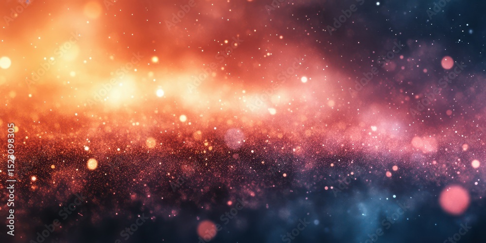 Fototapeta premium Colorful bokeh lights create a dreamy atmosphere in a cosmic setting at dusk