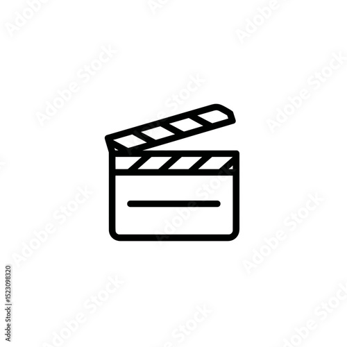 Open clapboard signifies film production industry simple outline