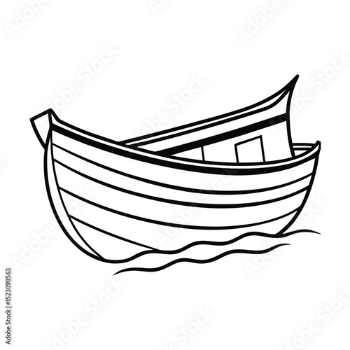 drift boat black outline vector on white backgroun