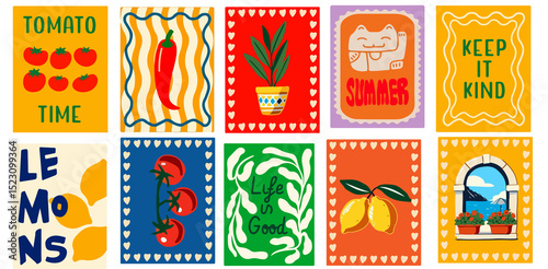 Vector illustration of Italian pasta featuring a modern, fun, and stylish food art design. Perfect for food-related branding, menu design, kitchen & cafe wall decor, posters or kitchen decor.