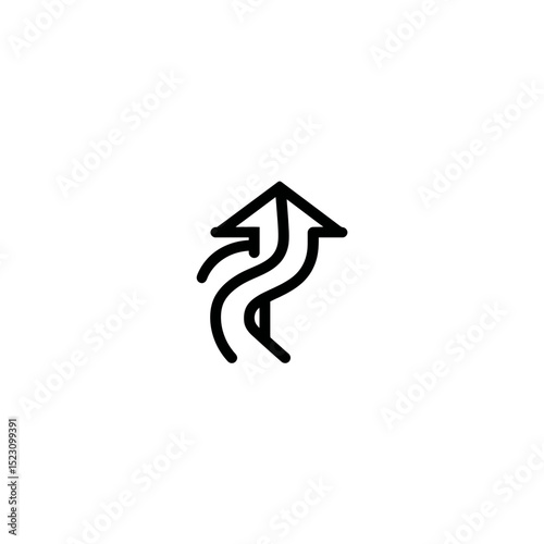 Dual up arrow icon curves upwards on white background vector