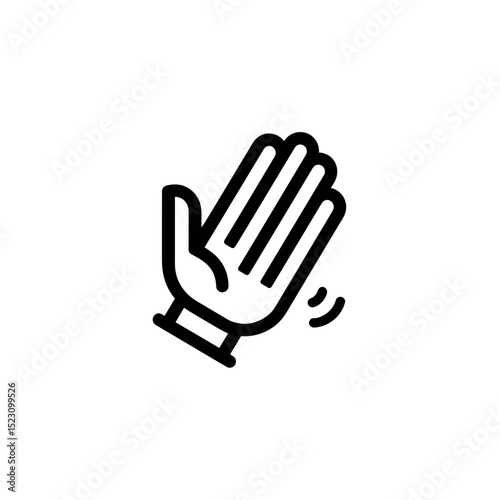 Raised palm waves gesture in minimalist white background