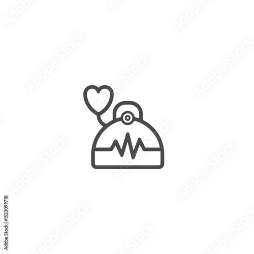 Heart sound symbol conveys diagnostics on white backdrop simple