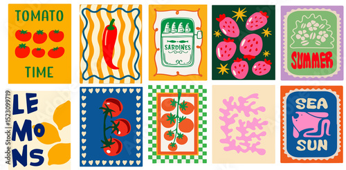 Vector illustration of Italian pasta featuring a modern, fun, and stylish food art design. Perfect for food-related branding, menu design, kitchen & cafe wall decor, posters or kitchen decor.