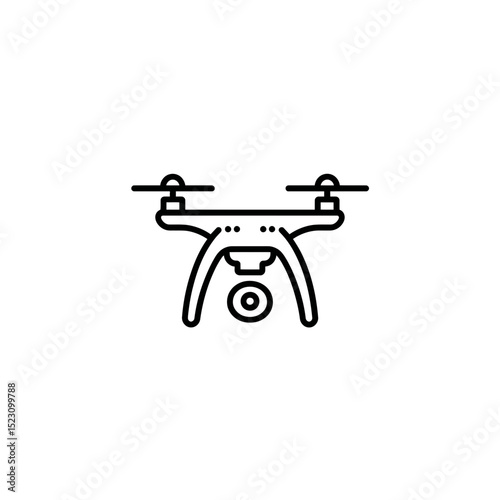 Black drone flies during aerial operation isolated background