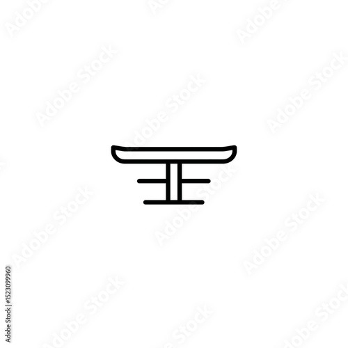 Minimalist table icon depicts furnishing inside modern space isolated