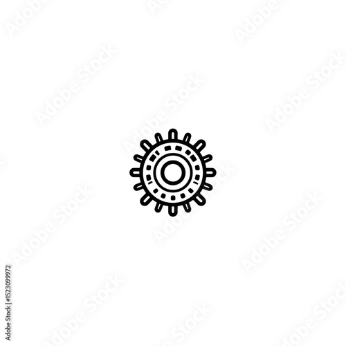Gear icon rotates centered mechanical diagram on white