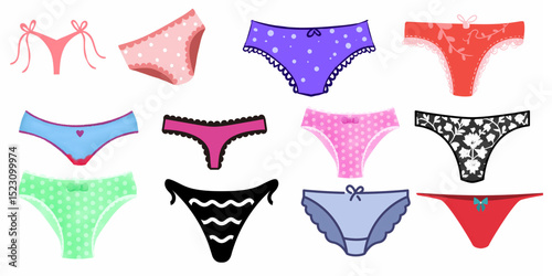 set of colorful bikini-Modern Hand-Drawn Lingerie & Swimwear Vector Collection
