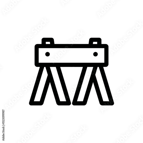 Sawhorse outline stands minimal isolated white background support