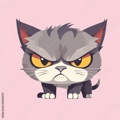 Angry cat character in vector style