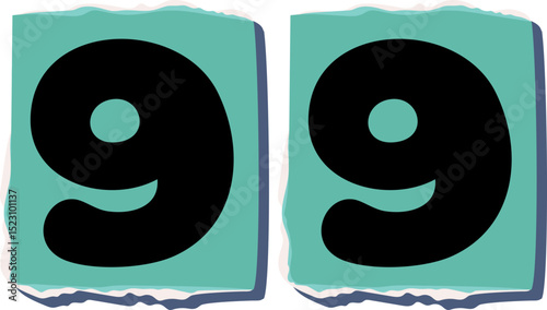 99 Retro torn paper number Design art