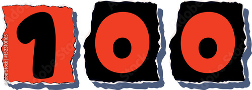 100 Retro torn paper number Design art