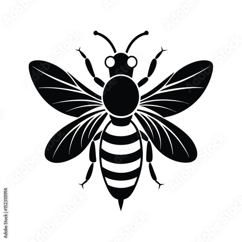 honey bee black silhouette vector on white backgro
