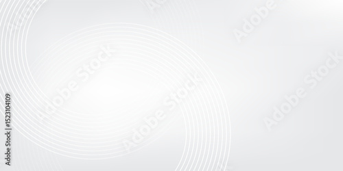 Abstract white glowing geometric lines on gray background. Modern shiny blue circle lines pattern. Futuristic technology concept. Suit for cover, poster,