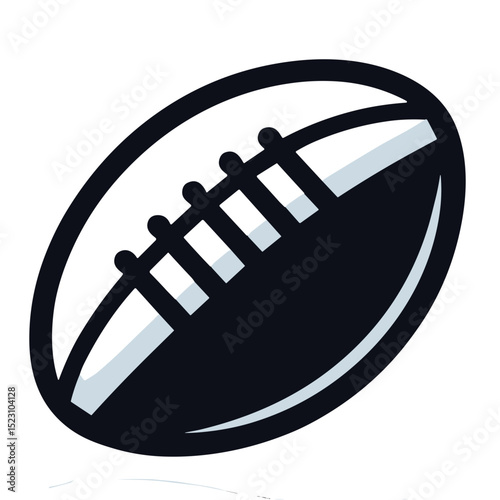 Minimalist rugby ball vector illustration for clean sports design and athletic branding on transparent background