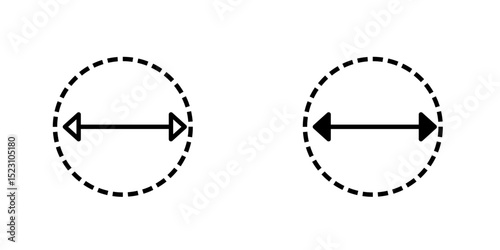 Diameter vector icon. Outlined icon set in black and white colors, isolated for graphic and web design.