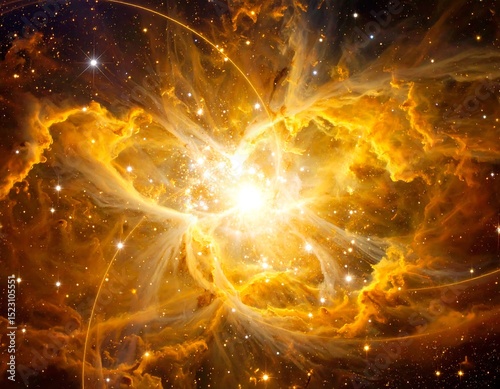 Cosmic explosion in golden nebula