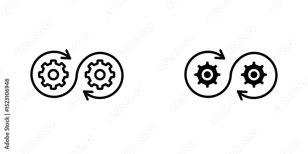 Fototapeta premium DevOps vector icon. Outlined icon set in black and white colors, isolated for graphic and web design.