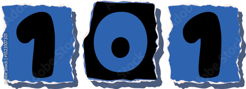 101 Retro torn paper number Design art