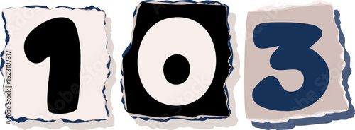 103 Retro torn paper number Design art
