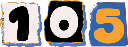 105 Retro torn paper number Design art