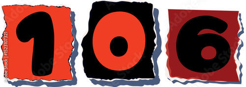 106 Retro torn paper number Design art