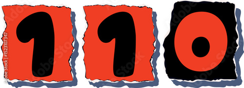 110 Retro torn paper number Design art