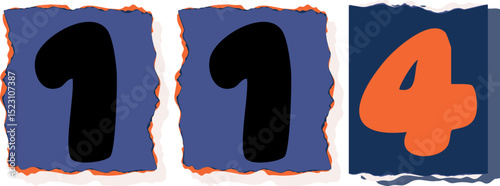 114 Retro torn paper number Design art