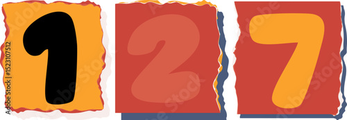 127 Retro torn paper number Design art