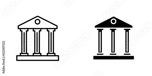 Courthouse vector icon. Outlined icon set in black and white colors, isolated for graphic and web design.