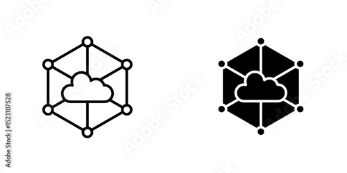 Edge computing vector icon. Outlined icon set in black and white colors, isolated for graphic and web design