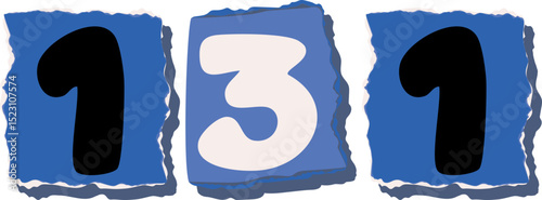 131 Retro torn paper number Design art