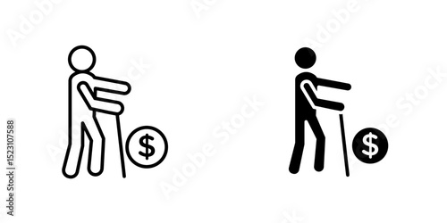 Retirement icon, Family line icon, vector pictogram of grandparents holding hands. Elderly relatives, happy old couple illustration, people sign.