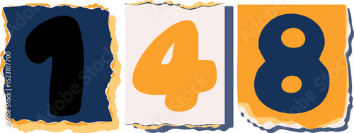 148 Retro torn paper number Design art