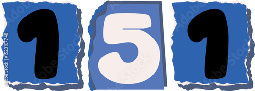 151 Retro torn paper number Design art