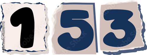 153 Retro torn paper number Design art