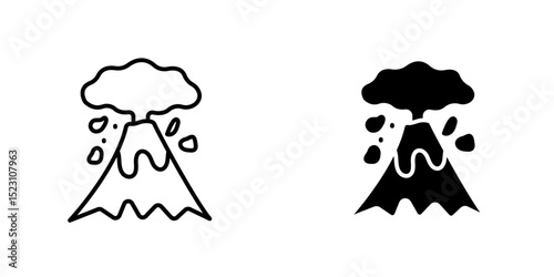 Volcano icon, Active Volcano Eruption black Icon Vector isolated illustration design