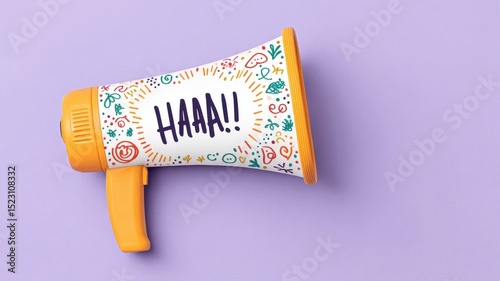 International Joke Day Background. Colorful Comic Style Megaphone with Fun Burst Design and Playful Text on a Soft Purple Background