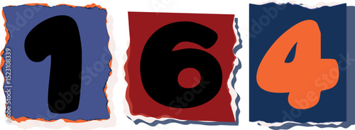 164 Retro torn paper number Design art