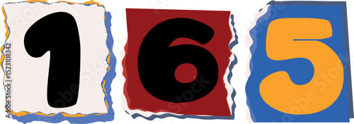 165 Retro torn paper number Design art